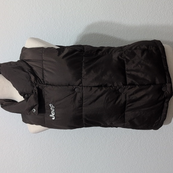 JEEP Puffer Vest Brown Old Navy Upcycle Almost Vintage ;) Size Small - Picture 3 of 14